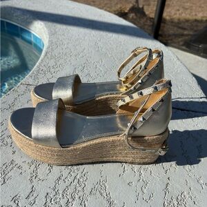 Metallic Marc Fischer Espadrille Wedge Sandals